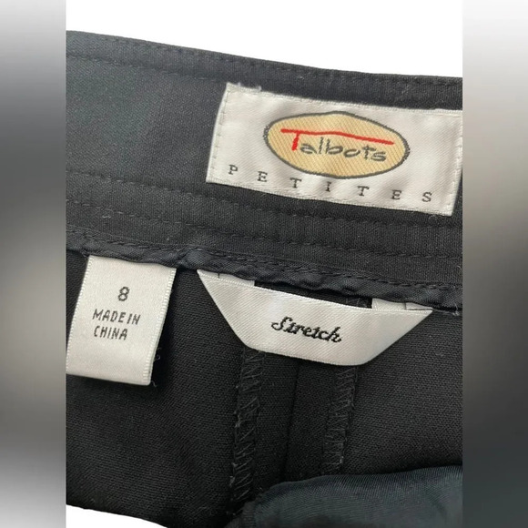 Talbots flat front straight leg black‎ trousers 8P - Picture 2 of 4